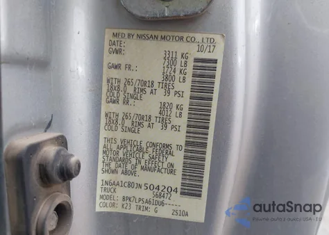 2018 Nissan Titan Sv из США, поврежденный, VIN 1N6AA1C80JN504204